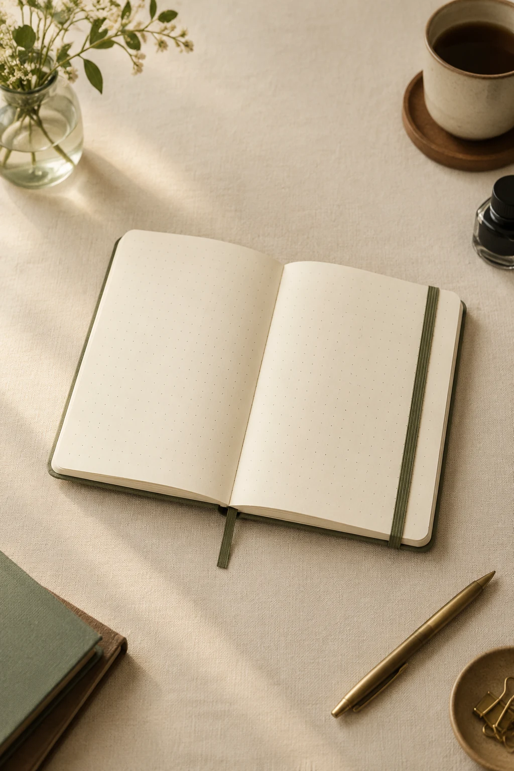Open notebook with ivory dotted pages