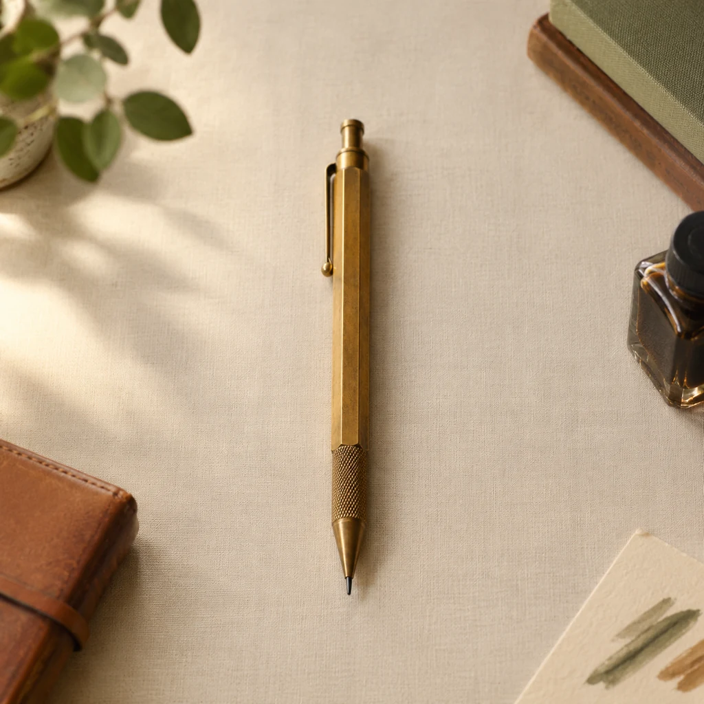 Octagonal brass mechanical pencil